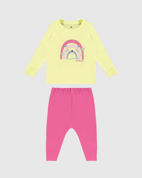 Conjunto Infantil Menina Calça Saruel Em Moletinho Malwee Kids Amarelo - 2