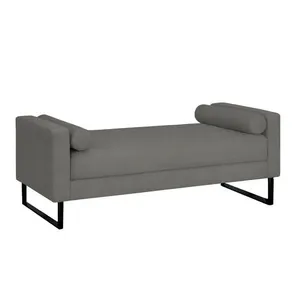 Recamier Berlim Base Metal 1,20m Veludo Grafite - Inova Decorações