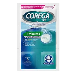 Corega Tabs Pastilhas de Limpeza 3 Minutos Com 6 Pastilhas Efervescentes