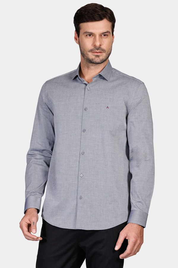 Camisa Manga Longa Regular Tricoline Maquinetada Fio 40 Marinho - P