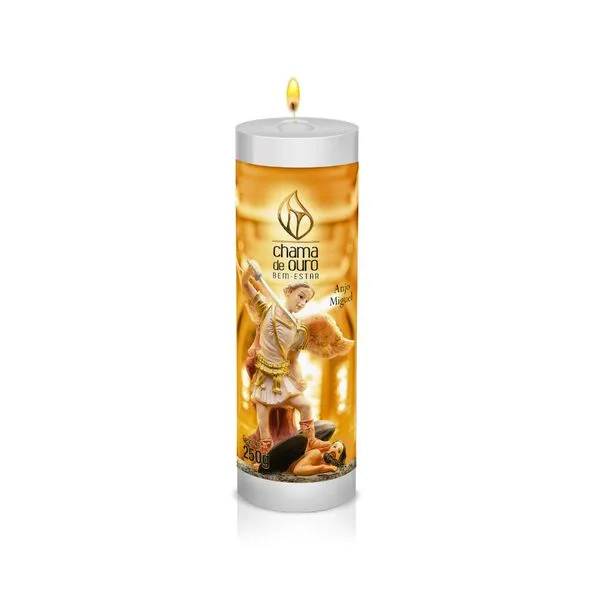 Vela Votiva São Miguel Arcanjo Branca 250g - Chama de Ouro