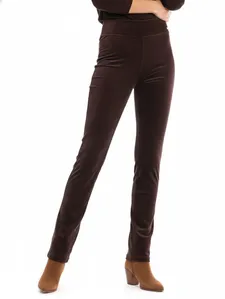 Calça Veludo Cotelê Feminina MARROM GG