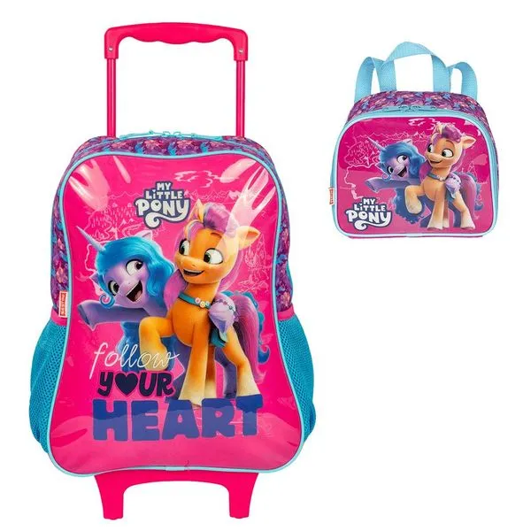 Kit Mochila Rodinha Lancheira Sestini My Little Pony Rosa Único
