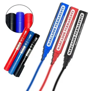 Marcador Permanente Kit com 3 Cores Preto Azul Vermelho com Secagem Rápida e Ponta Chanfrada 1MM a 5MM para Traços Finos Marcador Permanente Kit com 3 Cores Preto Azul Vermelho com Secagem Rápida e Ponta Chanfrada 1MM