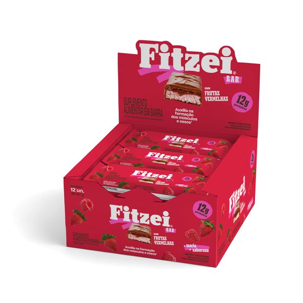 FITZEI® Barras de proteínas: Display c/ 12 Barras 40g - Frutas Vermelhas