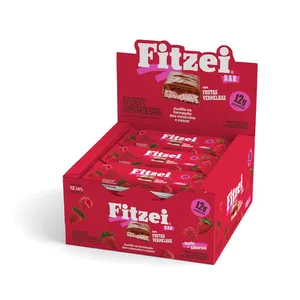 FITZEI® Barras de proteínas: Display c/ 12 Barras 40g - Frutas Vermelhas
