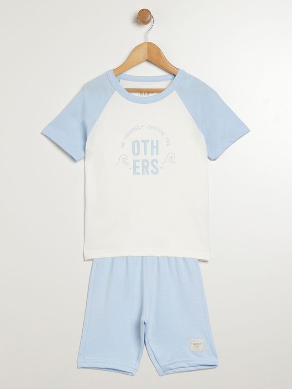 Conjunto Curto Kid+ Infantil Para Menino - OFF WHITE/AZUL 4