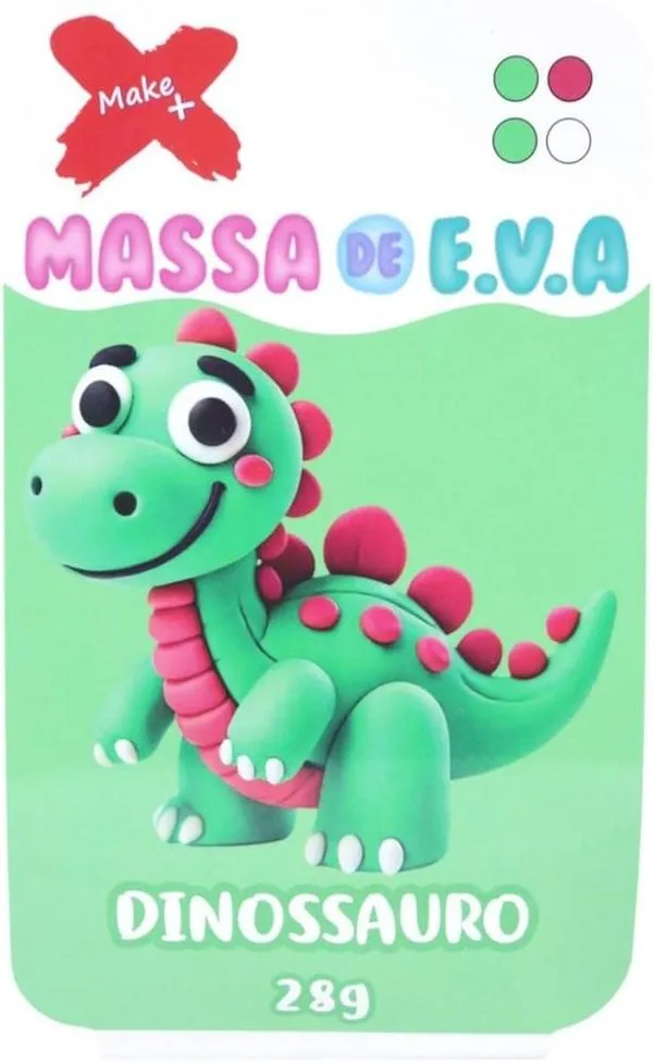 Massa Para Modelar Eva 28g 4 Cores Dinossauro