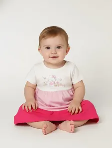 Vestido Hello Kitty Infantil Para Bebê Menina - OFF WHITE/ROSA/PINK P