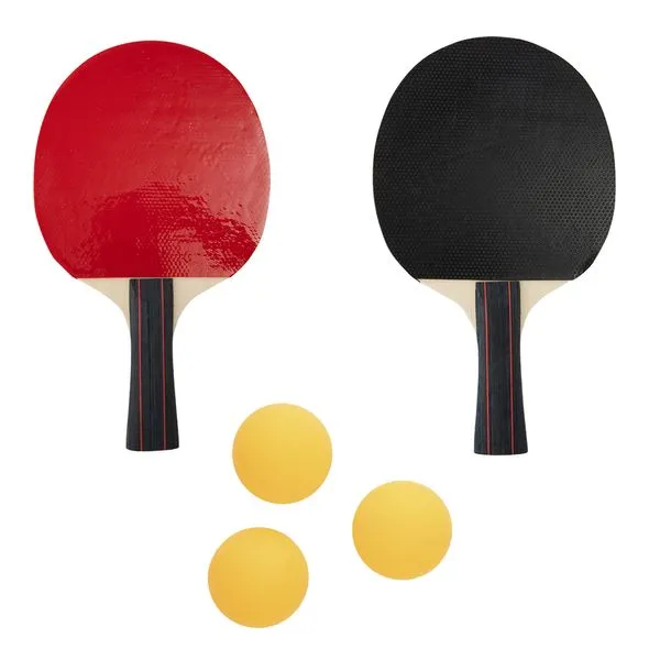 Kit Tênis de Mesa 2 Raquetes Cabo Preto e 3 Bolinhas Hora da Diversão 25x15x2cm LM4192 - honeyhome