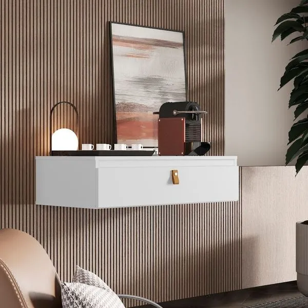 Console Bancada Cantinho do Café Suspenso sem Porta 1 Prateleira MDP 66cm Off White de Casa Console Bancada Cantinho do Café Suspenso sem Porta MDP 66cm Off White de Casa