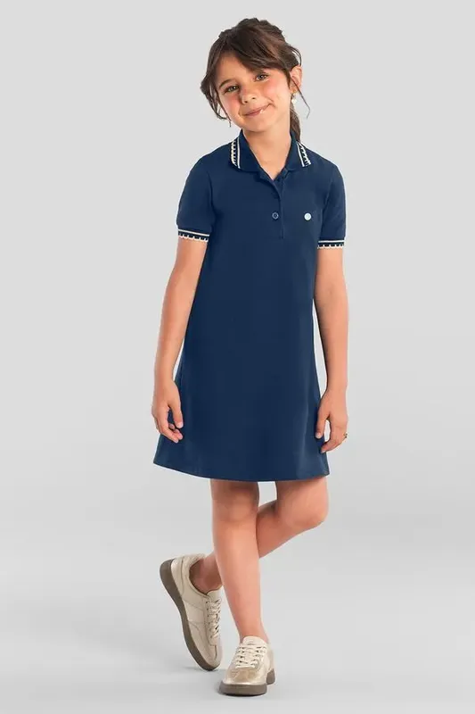 Vestido infantil menina em piquet Mundi - 8