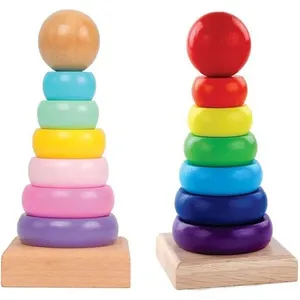 Brinquedo Pedagógico de Madeira Torre de Encaixe com Peças Coloridas para Crianças Toy Mix Brinquedo Pedagógico Madeira Torre de Encaixe Colorida Toy Mix