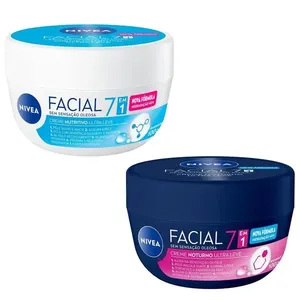 Kit Creme Hidratante Facial Nívea Noturno e Creme Hidratante Facial Nívea Cuidado Nutritivo 100g
