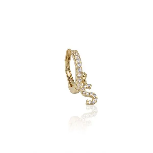 Piercing Falso de Letra Cravejado e Banho de Ouro Letras S