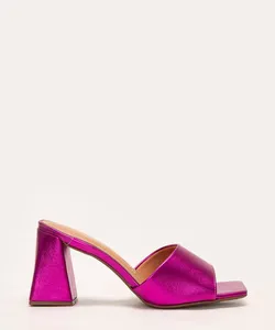 tamanco metalizado salto alto vizzano pink 36