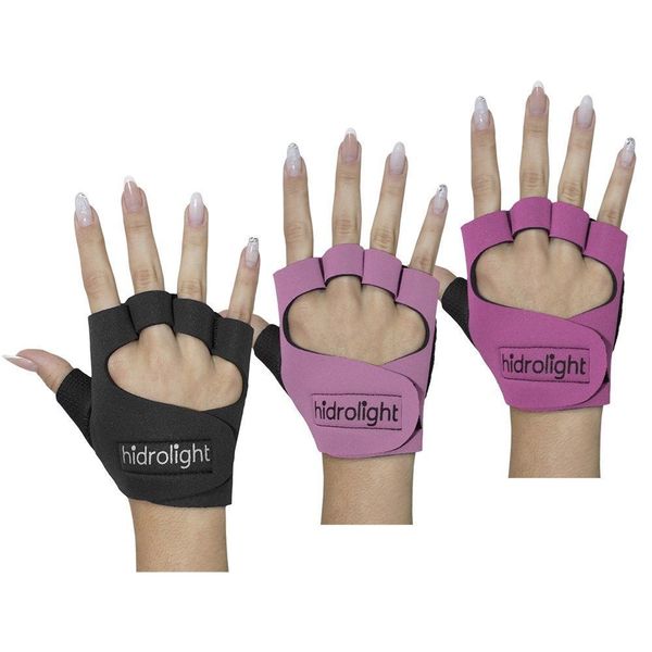 Kit 3 Pares de Luva de Musculação Hidrolight Neoprene G / Rosa e Preto