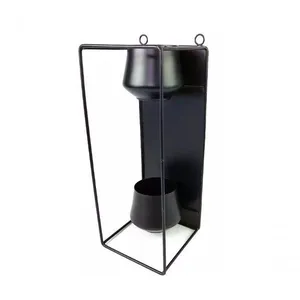 Vaso De Ferro Preto Para Parede 15x37cm