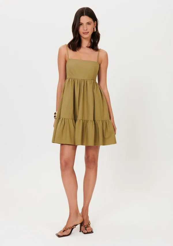 Vestido Curto De Alças Decote Reto Verde M