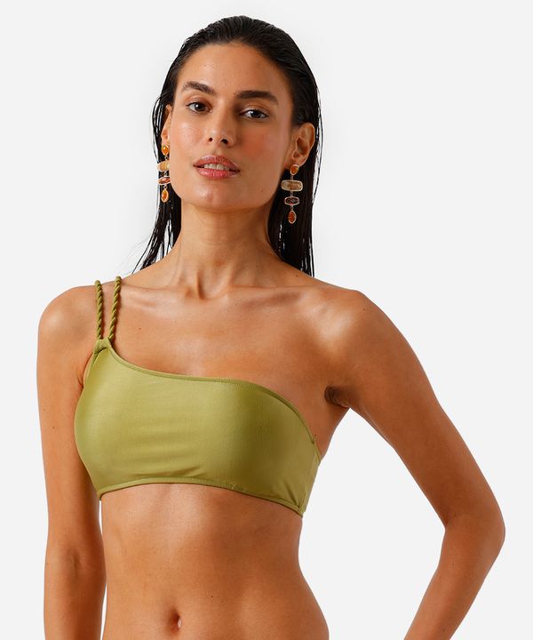 biquíni top faixa ombro único verde GG