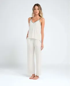 CONJUNTO PIJAMA ALÇAS E CALÇA OFF WHITE GG