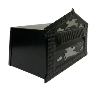 Caixa De Correios Pombinhos De Muro Pequena 12x25x12cm Preta