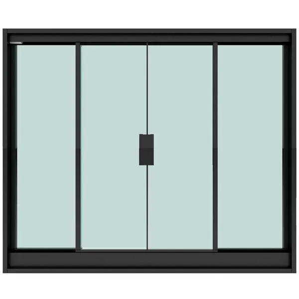 Janela De Correr Blinglass 4 Folhas Em Alumínio Vidro 1500x1000mm Preta (MP)