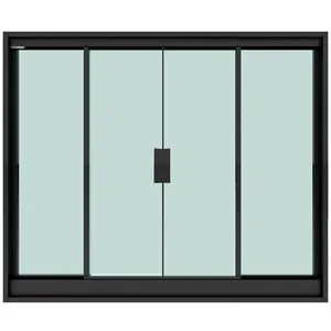 Janela De Correr Blinglass 4 Folhas Em Alumínio Vidro 1500x1000mm Preta (MP)