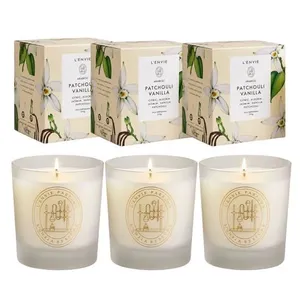 Kit 3 Vela Perfumada Patchouli Vanilla Oriental Aromática em Vidro Branco 210g L'envie Kit 3 Vela Perfumada Patchouli Vanilla Oriental Aromática Branco 210g L'envie