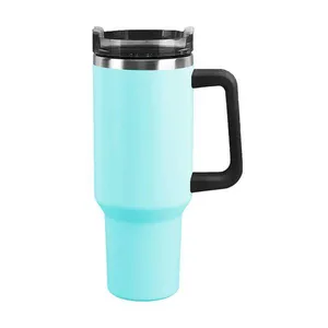 Copo Térmico Aço Inox 1200ml Caneca Com Alça Canudo água Gelada Quente Azul
