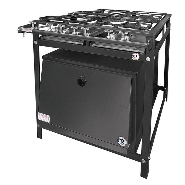 Fogão Industrial 4 Bocas 2 Simples A Gás Baixa Pressão Mr Fogões Com Forno E Grelhas De Aço P5