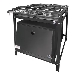 Fogão Industrial 4 Bocas 2 Simples A Gás Baixa Pressão Mr Fogões Com Forno E Grelhas De Aço P5