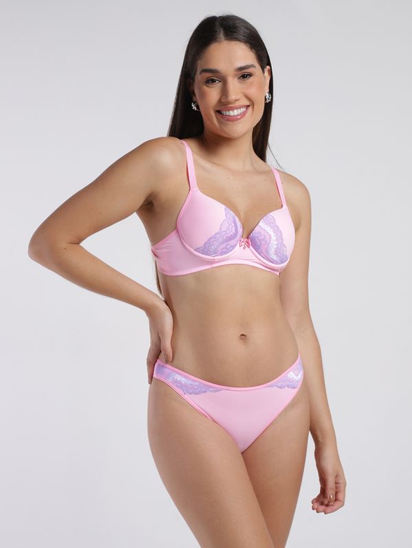 Conjunto Lingerie Com Bojo Feminino ROSA/LILAS G
