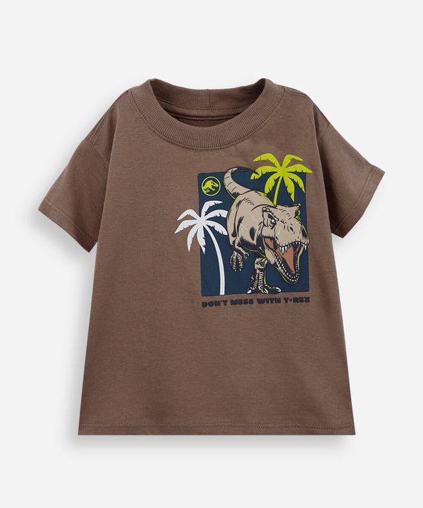 camiseta infantil de algodão jurassic marrom 1