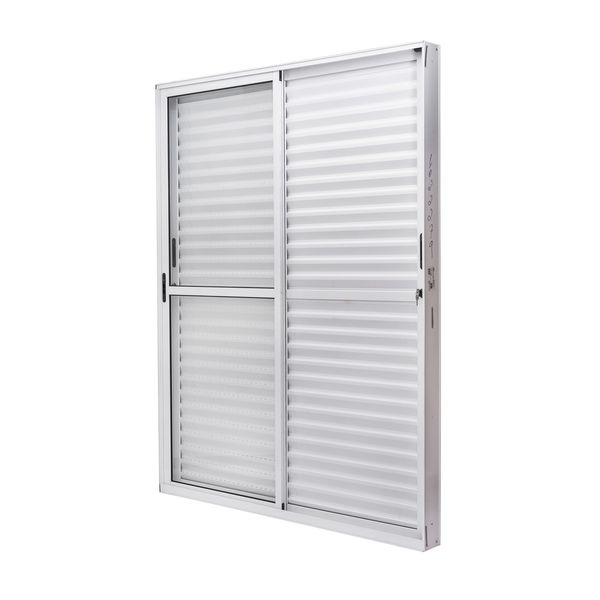 Porta Alumínio Correr Veneziana 3 Folhas Vidro Liso 160X210X12,2 Branco Cristal Ramassol