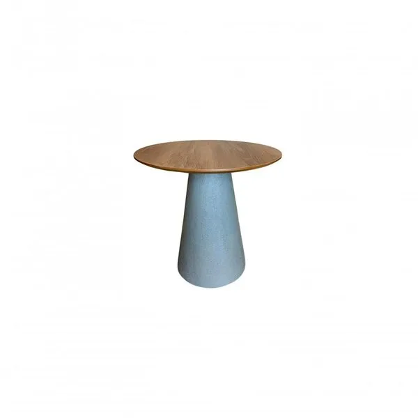 Mesa De Apoio Cone Base Cimento Texturizado - Tampo Mezzo Castani 60cm Altura 70cm Branco