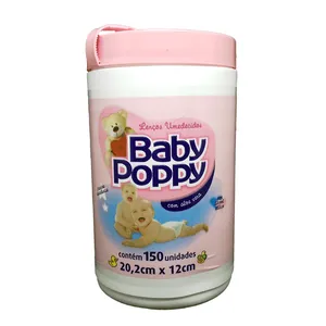 Lenço Umedecido Baby Poppy Rosa 150 Unidades
