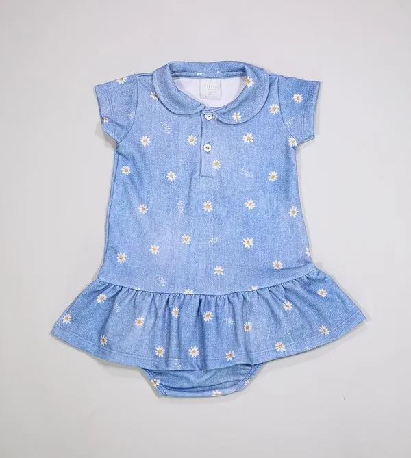 Vestido Florido - 251461 De 6 meses a 3 anos Azul - 3