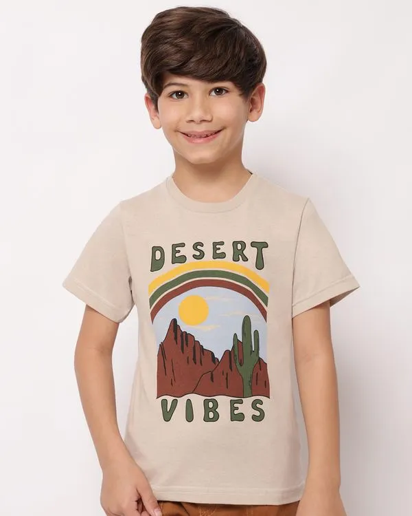 Camiseta Infantil Algodão com Estampa Manga Curta Bege 8