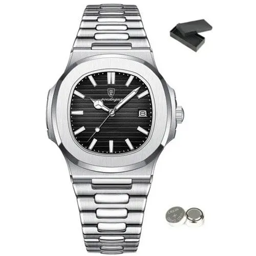 Relógio Masculino Poedagar Prata e Preto 613 J-BI