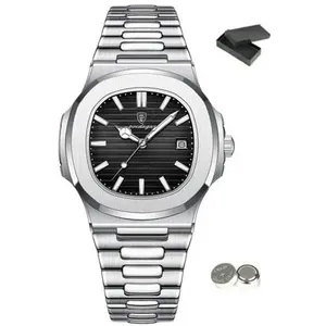Relógio Masculino Poedagar Prata e Preto 613 J-BI