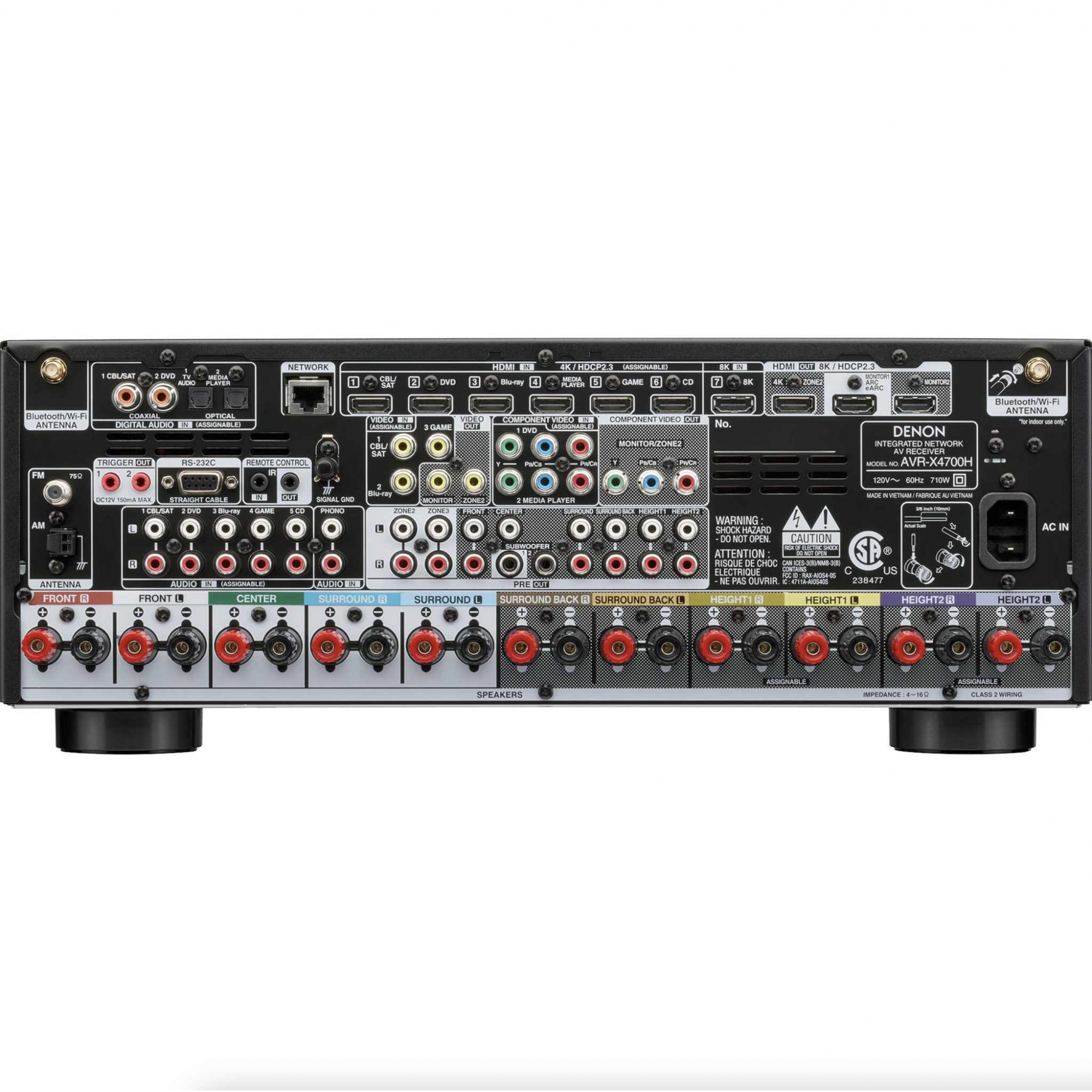 Receiver D e n o n - AVR-X4700H 8K 9.2 Canais Bluetooth Wifi Dolby Atmos Heos Wireless HDR HDMI 110V