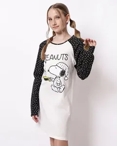 Camisola Juvenil Manga Longa Estampa Snoopy Branco 12