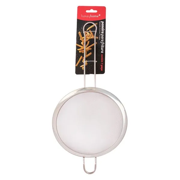 Peneira Escumadeira Multiúso G Com Alça Apoio Aço Inox 34,5x16x16cm LM1856 - honeyhome