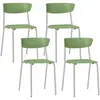 Kit 04 Cadeiras Empilhável Fixa Atom F02 Base Aço Cinza Verde - Lyam Decor