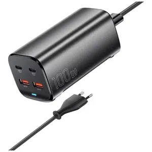 Carregador De Mesa USB/USB-C Essager 100W GaN Preto (MP)