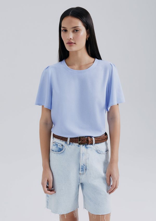 Blusa Feminina Manga Godê Com Linho - Lilás M