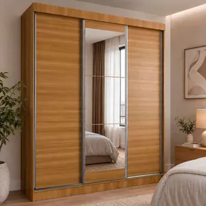 Guarda-Roupa 3 Portas 4 Gavetas Delicatto Napoli Com Espelho Carvalho (MP)
