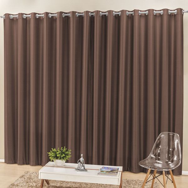 Cortina Madri para Varão Tecido Semi Blackout 2,00m x 1,70m Sala Quarto - Tabaco