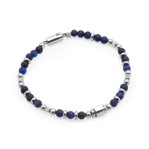 Pulseira Mass de Pedra Natural Olho de Tigre Azul Azul P